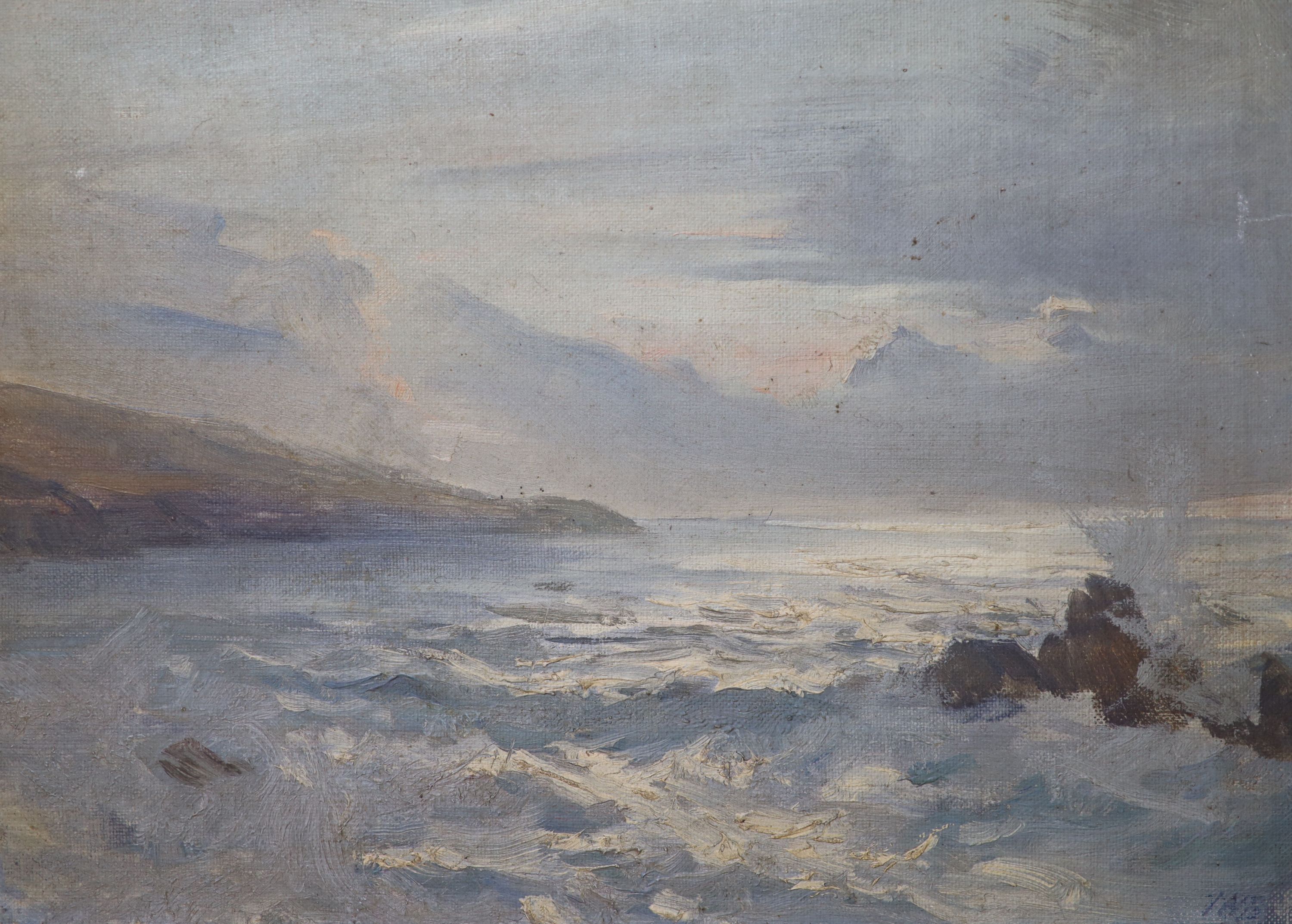 J.H. Bland (1893), oil on canvas, Coastal landscape, initialled, 23 x 30cm